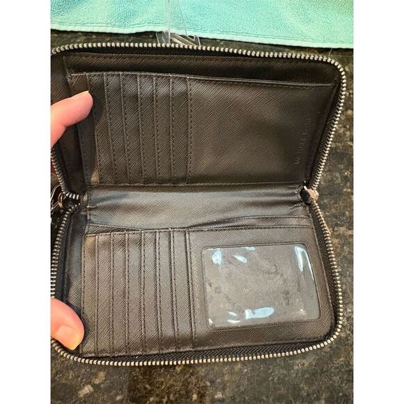 Michael Kors Women's Black Zip-Around Wallet with Logo Accents - Picture 8 of 10